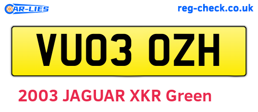VU03OZH are the vehicle registration plates.