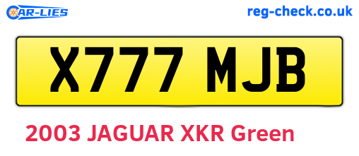 X777MJB are the vehicle registration plates.