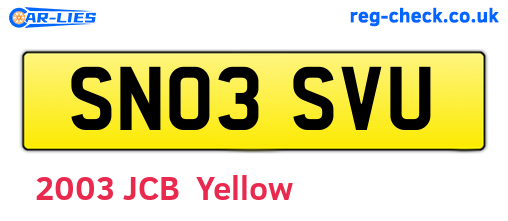 SN03SVU are the vehicle registration plates.