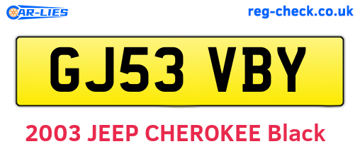 GJ53VBY are the vehicle registration plates.