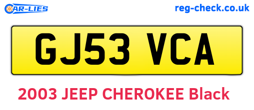GJ53VCA are the vehicle registration plates.