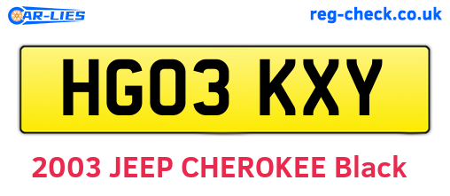 HG03KXY are the vehicle registration plates.