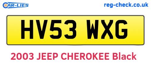 HV53WXG are the vehicle registration plates.
