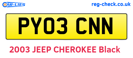 PY03CNN are the vehicle registration plates.