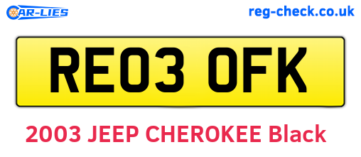 RE03OFK are the vehicle registration plates.