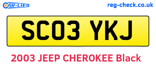 SC03YKJ are the vehicle registration plates.