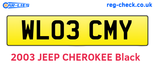 WL03CMY are the vehicle registration plates.
