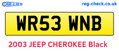 WR53WNB are the vehicle registration plates.