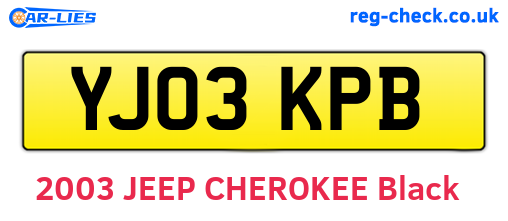 YJ03KPB are the vehicle registration plates.