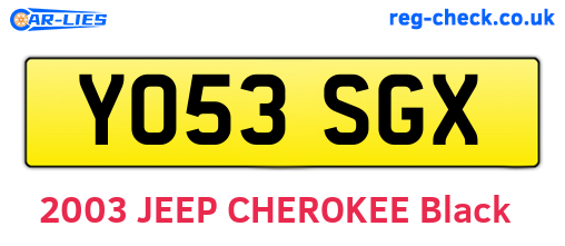 YO53SGX are the vehicle registration plates.