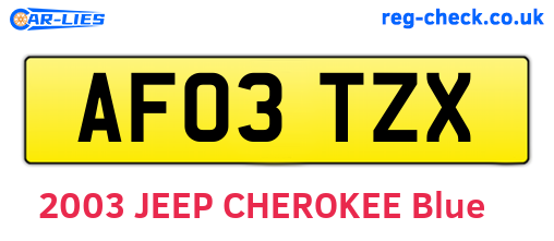 AF03TZX are the vehicle registration plates.