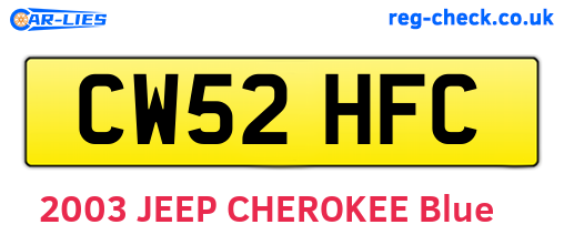 CW52HFC are the vehicle registration plates.