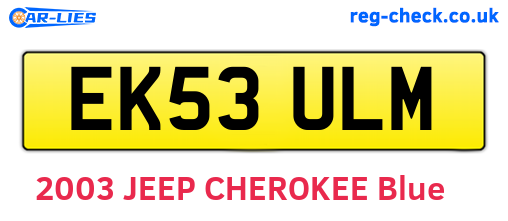 EK53ULM are the vehicle registration plates.