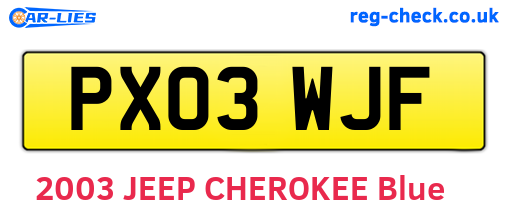 PX03WJF are the vehicle registration plates.