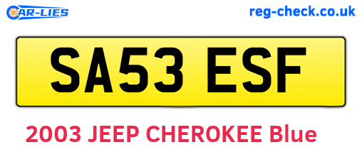 SA53ESF are the vehicle registration plates.