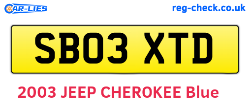 SB03XTD are the vehicle registration plates.