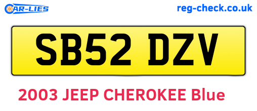 SB52DZV are the vehicle registration plates.