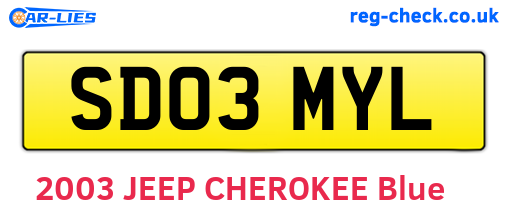 SD03MYL are the vehicle registration plates.