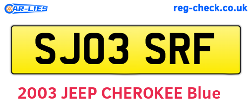 SJ03SRF are the vehicle registration plates.