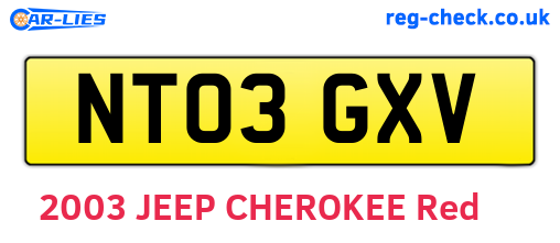 NT03GXV are the vehicle registration plates.