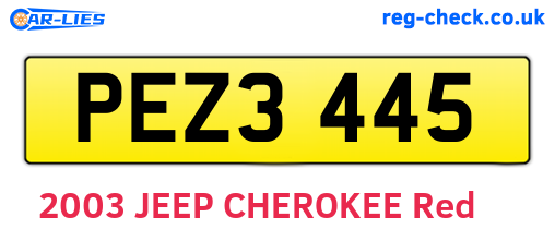 PEZ3445 are the vehicle registration plates.
