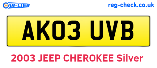 AK03UVB are the vehicle registration plates.