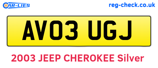 AV03UGJ are the vehicle registration plates.