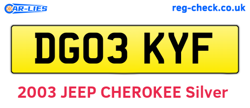 DG03KYF are the vehicle registration plates.
