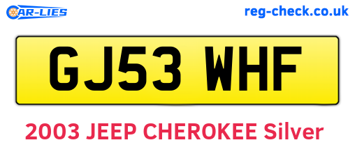 GJ53WHF are the vehicle registration plates.