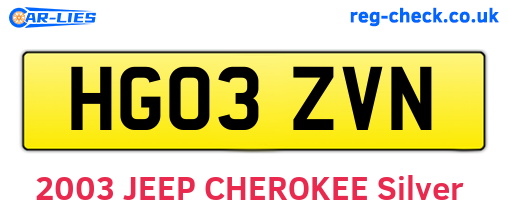 HG03ZVN are the vehicle registration plates.