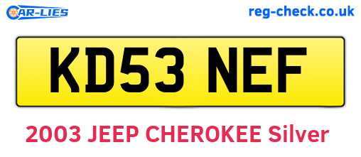 KD53NEF are the vehicle registration plates.