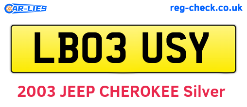 LB03USY are the vehicle registration plates.