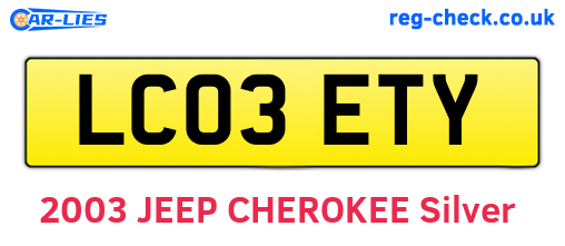 LC03ETY are the vehicle registration plates.