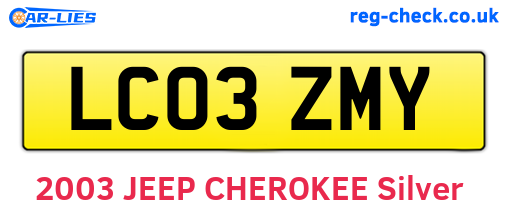 LC03ZMY are the vehicle registration plates.