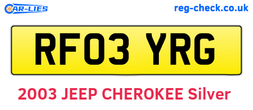 RF03YRG are the vehicle registration plates.