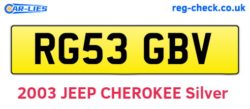 RG53GBV are the vehicle registration plates.