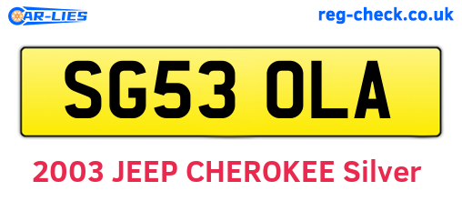 SG53OLA are the vehicle registration plates.
