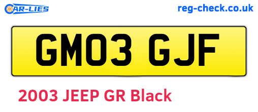 GM03GJF are the vehicle registration plates.