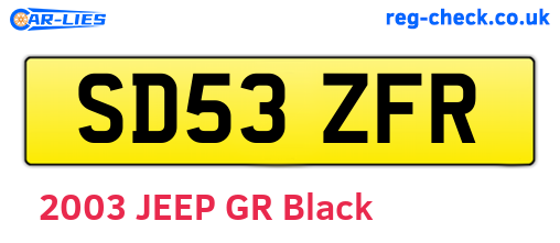 SD53ZFR are the vehicle registration plates.
