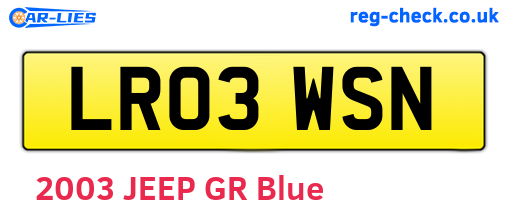 LR03WSN are the vehicle registration plates.