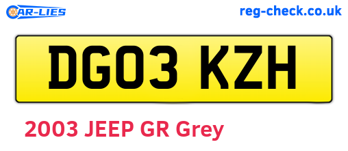 DG03KZH are the vehicle registration plates.