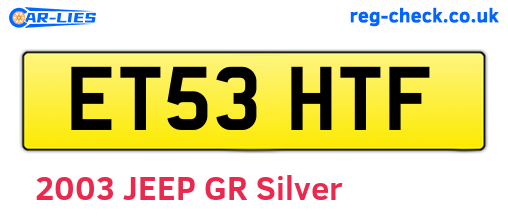 ET53HTF are the vehicle registration plates.