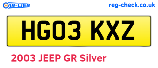 HG03KXZ are the vehicle registration plates.
