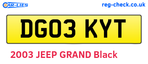 DG03KYT are the vehicle registration plates.