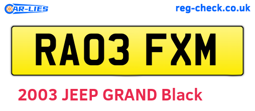 RA03FXM are the vehicle registration plates.