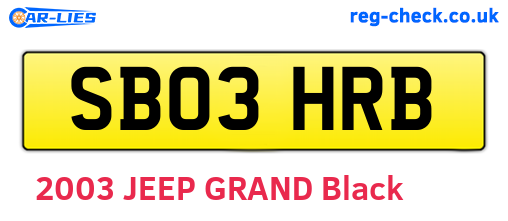 SB03HRB are the vehicle registration plates.