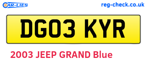 DG03KYR are the vehicle registration plates.