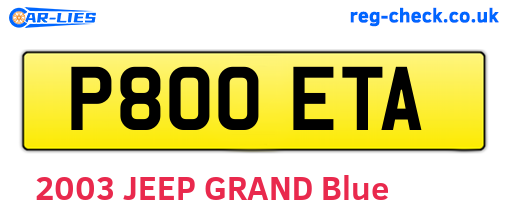 P800ETA are the vehicle registration plates.