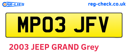 MP03JFV are the vehicle registration plates.