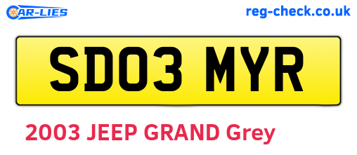 SD03MYR are the vehicle registration plates.